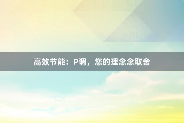 高效节能：P调，您的理念念取舍